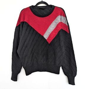 Vintage Bogner Ski Sweater Mohair Wool Colorblock Balloon Sleeve Crewneck Sz S